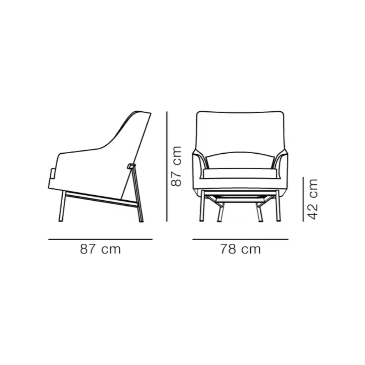 A Chair är en helklädd fåtölj med separat sittdyna.