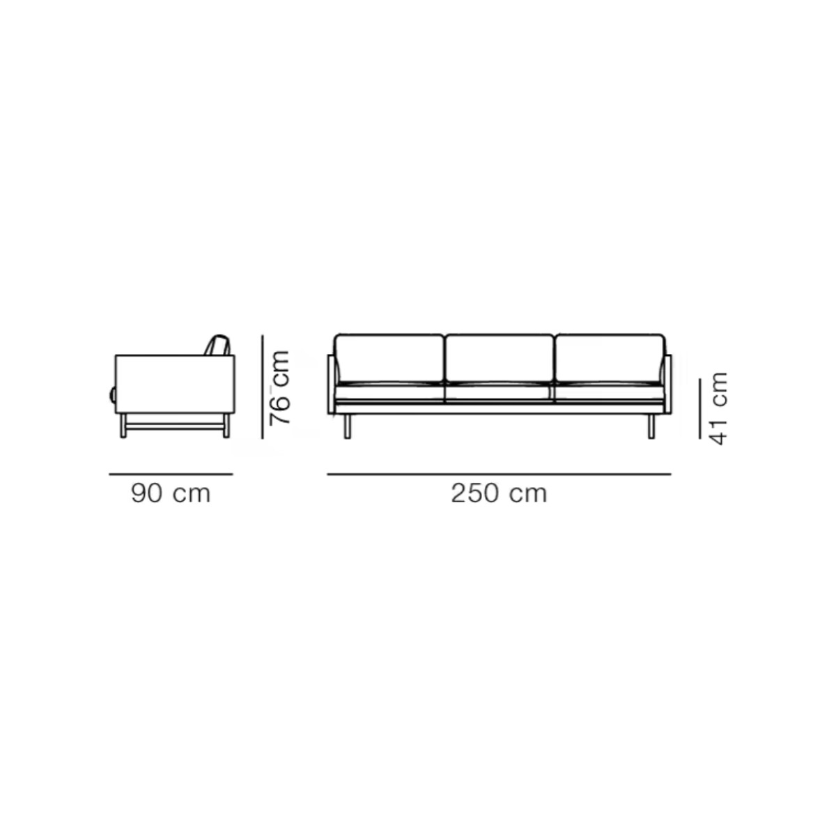 Calmo 3-sits soffa finns i tyg eller läder